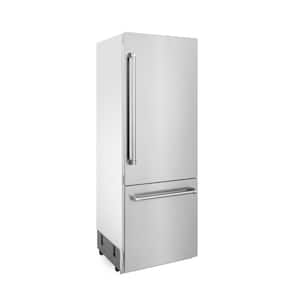 30" 16.1 cu. ft. Built-In 2-Door Bottom Freezer Refrigerator with Internal Water and Ice Dispenser in Stainless Steel