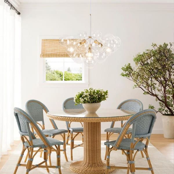 サイン付 Novelbright【Chandelier】 Y'INSP 6-Light White Unique Glass Bubble Chandelier with bulbs PTR
