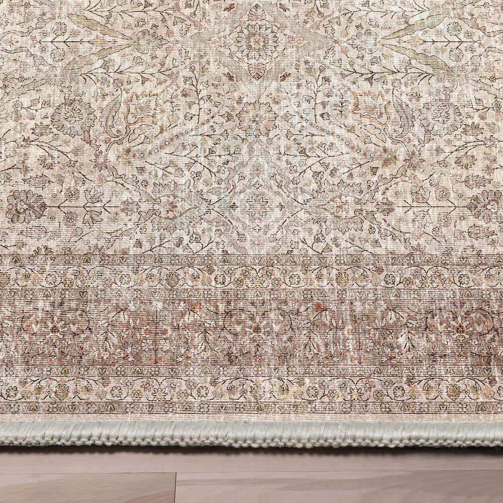 Beige 5' x 7' Flat-Weave Synthetic Reversible Area Rug