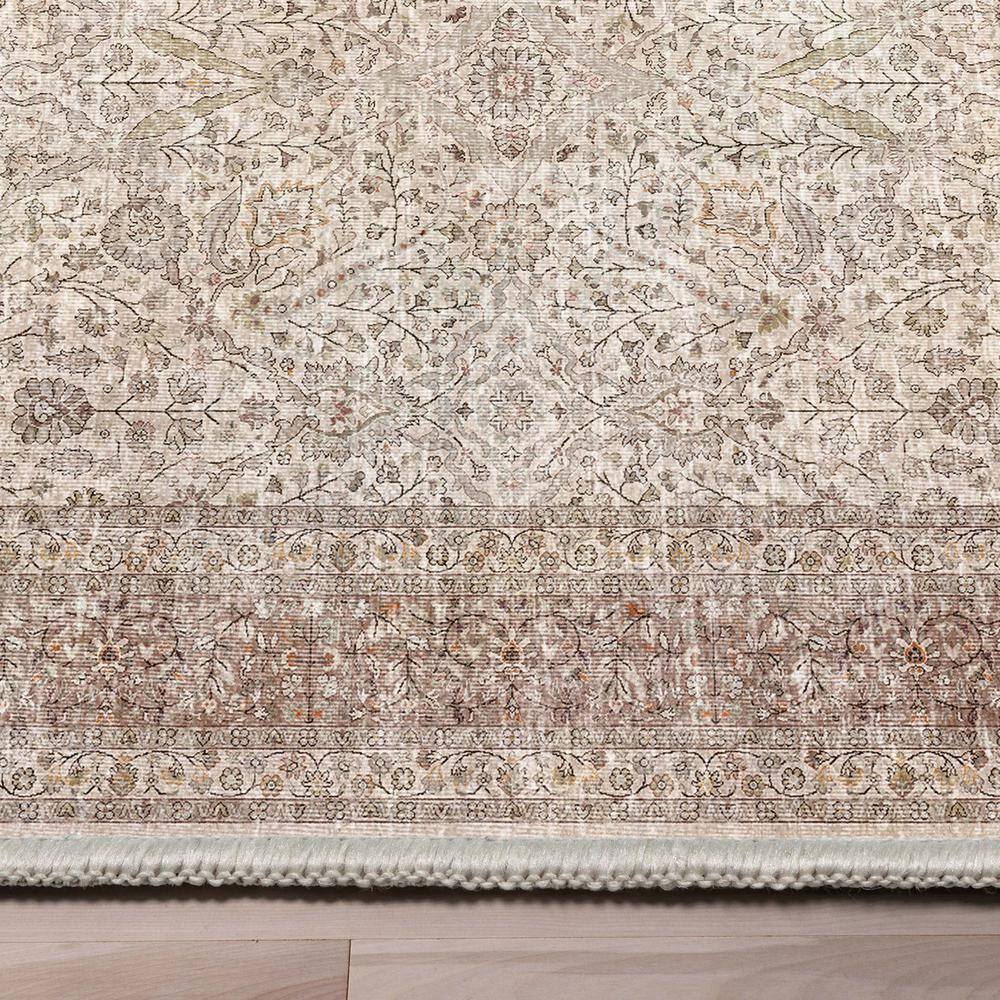 Beige Chenille Flat-Weave Vintage Oriental Area Rug 9'10" x 13'