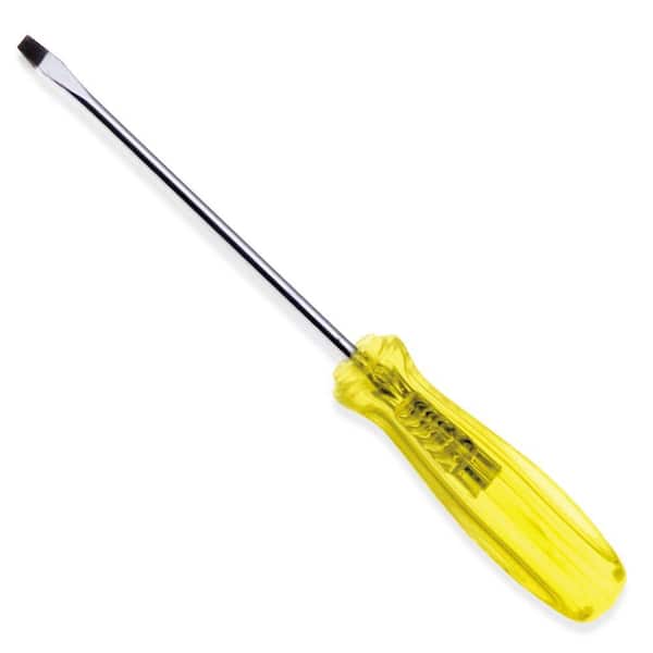 URREA 4 in. Long Round Shank Flat Tip Amber Handle Screwdriver