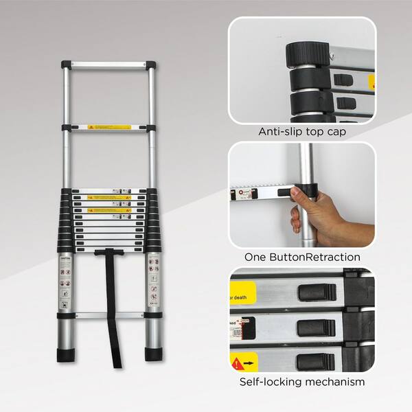 Telescoping Ladder Jiahe 16.5 FT Aluminum – Extends To 5M, 330 Lb Capacity, Portable For Indoor/Outdoor Use Extendable Ladder