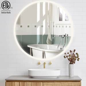26 in. Large Round Frameless Anti-Fog Wall Dimmable LED Bathroom Vanity Mirror for Makeup, Shaving, Super Bright