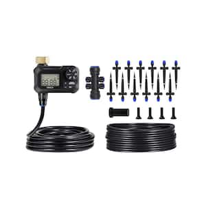 Automatic Drip Irrigation Kits with Garden Timer Irrigation System Kit with Easy Programmable Water Timer in Black
