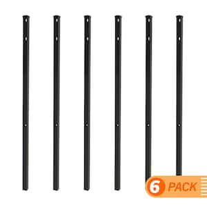 Vinings 2 in. x 2 in. x 6-1/2 ft. Black Aluminum Fence Line Post with Flat Cap (6-Pack)