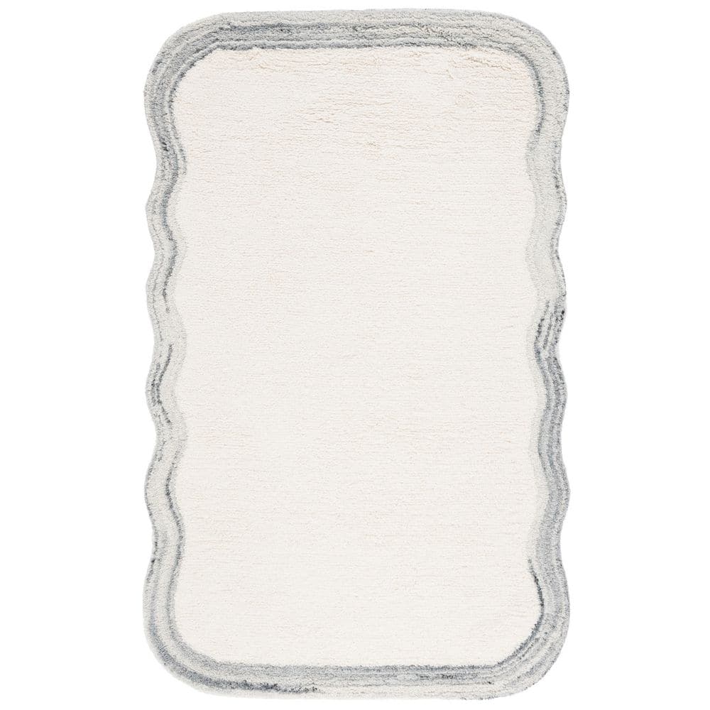 Vermont 5 ft. x 8 ft. Ivory/Gray Modern Solid Border Area Rug price history on PriceWatchPro