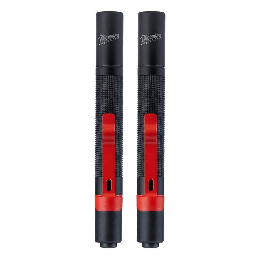 Milwaukee 100 Lumens Aluminum Pen Light with Clip (2-Pack) 2105P The Home  Depot