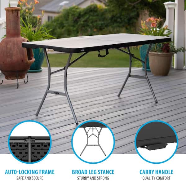 Lifetime 72 in. L Rectangle Black Resin Top Fold-In-Half Table