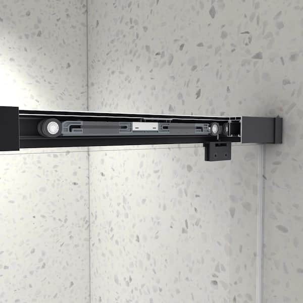 56-60 in. W x 76 in. H Sliding Frameless Shower Door in Matte Black Finish with Clear Tempered Glass