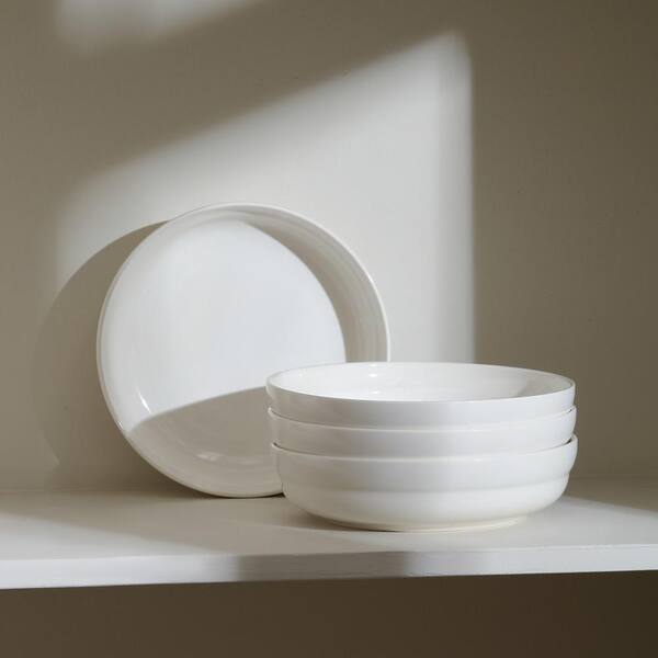 STONE LAIN Virtuo 32 fl. oz. White Porcelain Pasta Bowl (Set of 4