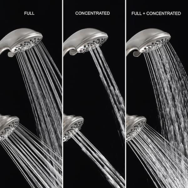 3-spray 3.5 in. Dual Shower Head and Handheld Shower Head in Brushed Nickel