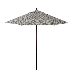 9 ft. Bronze Aluminum Market Patio Umbrella with Fiberglass Ribs and Push-Lift in Palm Graphite Pacifica Premium