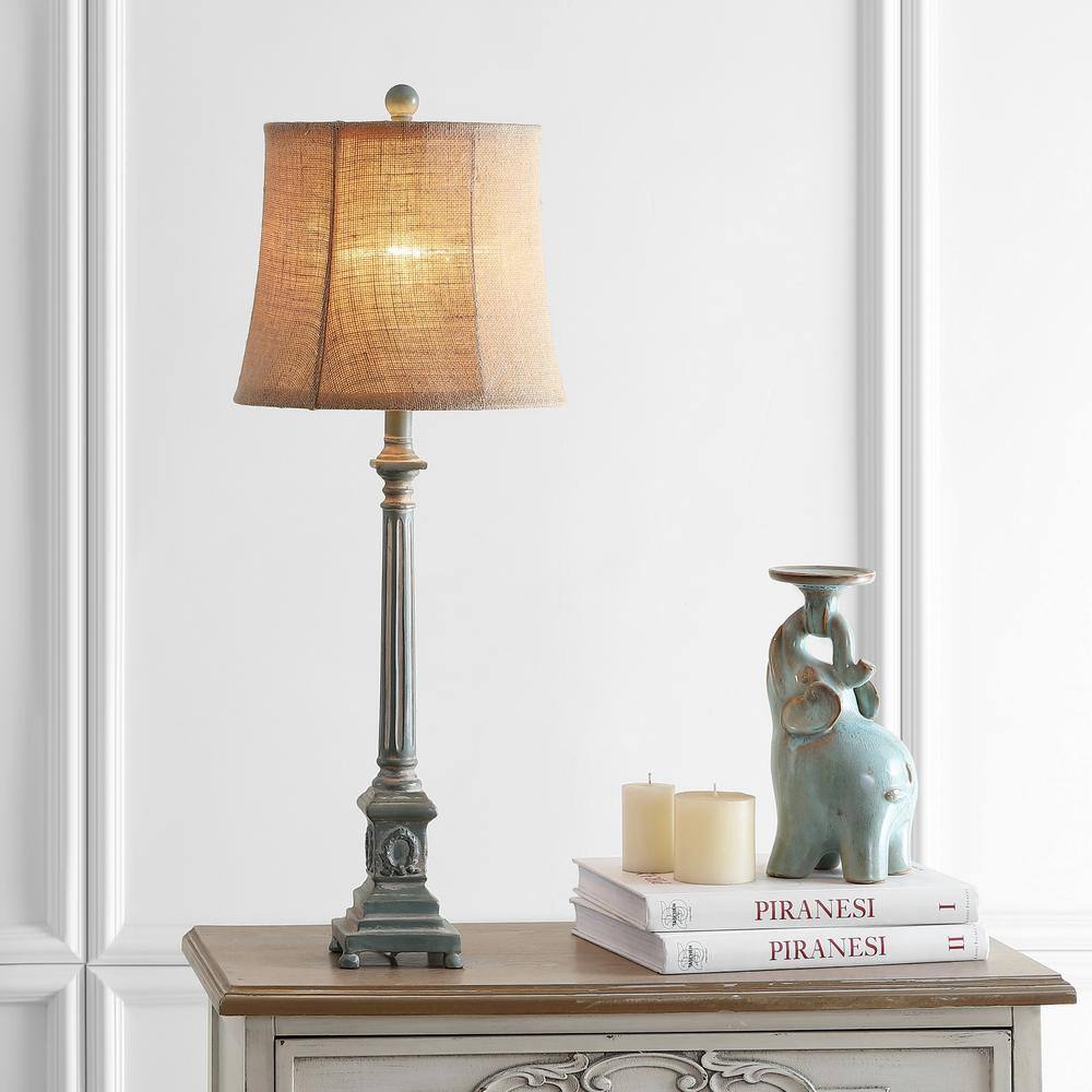 Antique Blue and Brown Traditional Table Lamp Set