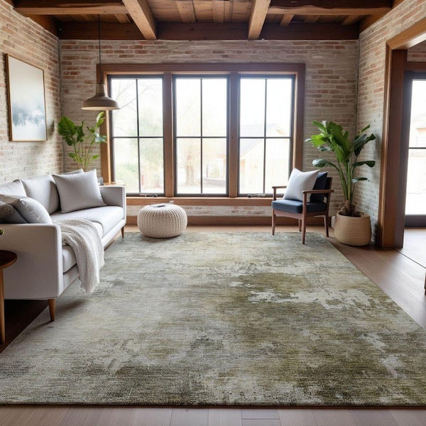 Mayfield Premium Machine Washable Abstract AMF1158 Wheat 5 ft. x 7 ft. 6 in. Area Rug