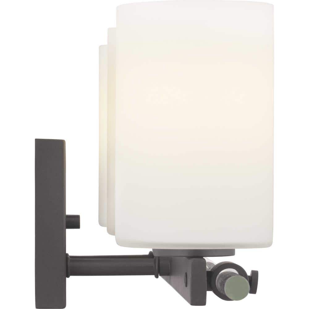Black 24" Dimmable Bath Vanity Light with Opal Glass Shades