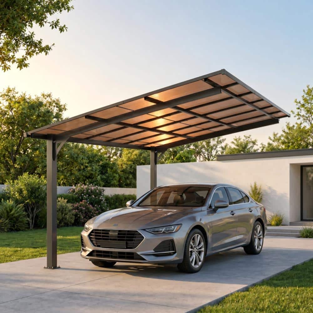 10 ft. W x 12 ft. D x 8.2 ft. H Black Galvanized Steel Carport for Patio Grill price history on PriceWatchPro