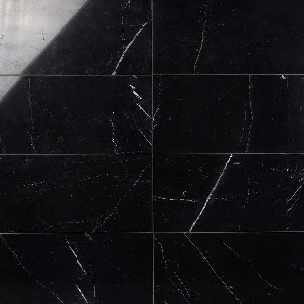 Blackout Nero Marquina 4 in. x 0.39 in. Polished Marble Tile Sample price history on PriceWatchPro