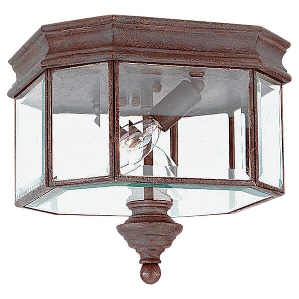 Generation Lighting Hill Gate 2-Light Textured Rust Patina Outdoor Ceiling Fixture