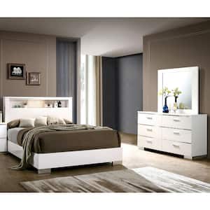 Tigua 2-Piece White Wood Queen Bedroom Set, Bed and Dresser