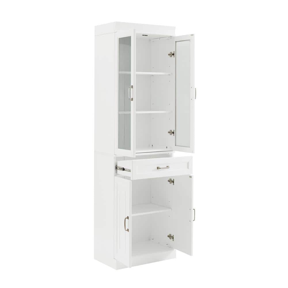 Stanton White Glass Door Pantry with Adjustable Shelves