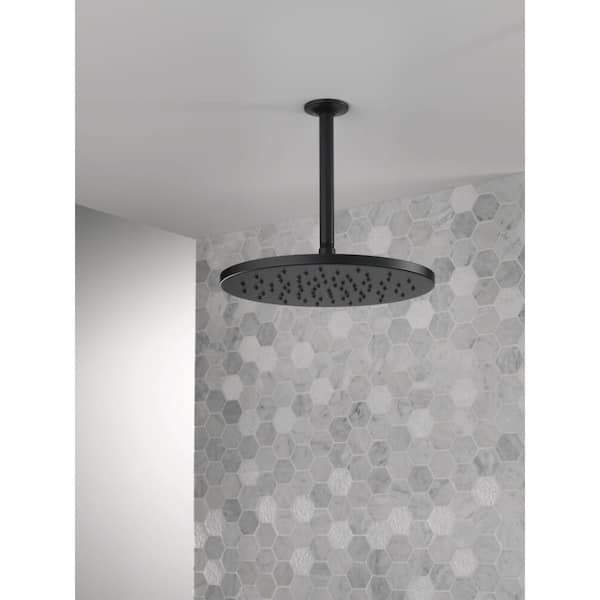 14 in. Ceiling Mount Shower Arm and Flange in Matte Black