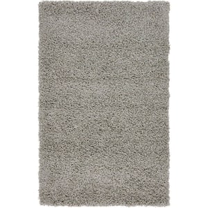 Solid Shag Cloud Gray 3 ft. x 5 ft. Area Rug