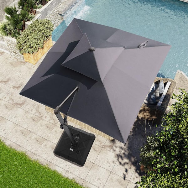 Crestlive Products 10 ft. Outdoor Double Top Square Cantilever Patio Umbrella in Dark Gray