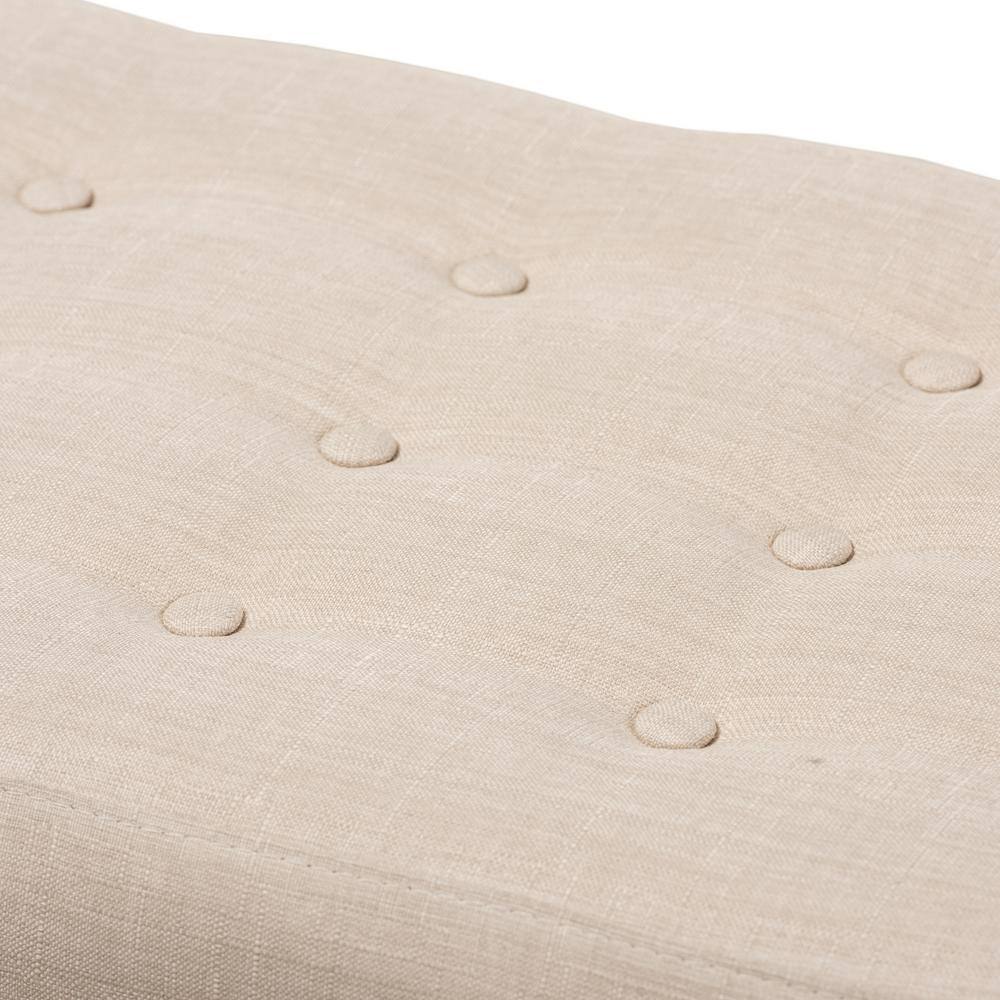 Elia 43'' Light Beige Button-Tufted Bench in Walnut Wood