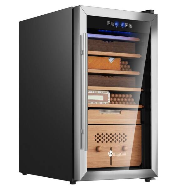 KingChii 16.9 in. W x 33.1 in. H 82L Black Metal Cigar Humidor Temp and