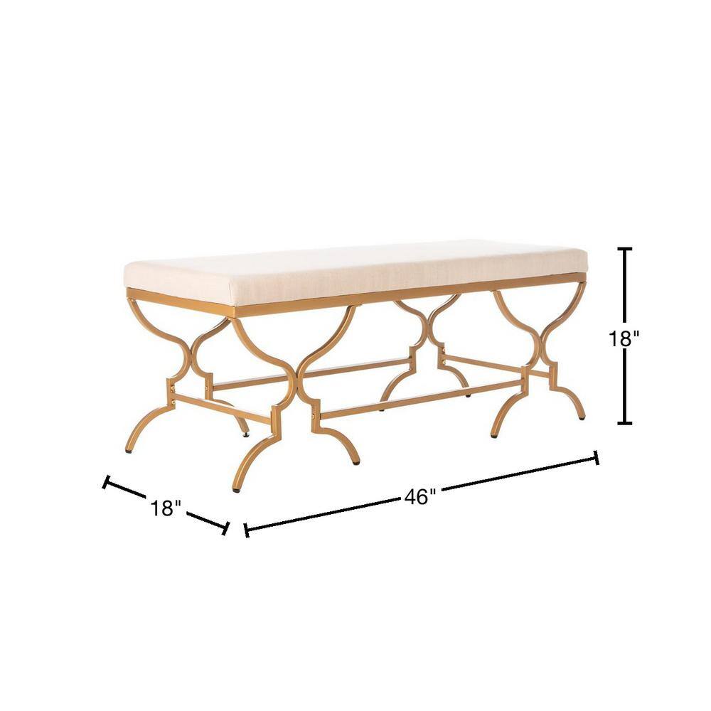 Juliet 46'' Beige Linen and Liquid Gold Rectangular Bench