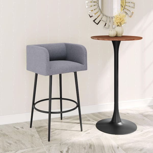 Horbat Collection Gray 100% Polyester Barstool - (Set of 2)
