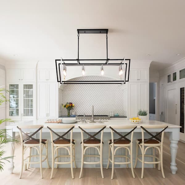 Magic Home Industrial 8-Light Vintage Black and Nickel Modern Industrial Cage Chandelier Light Fixture for Dining Room or Kitchen