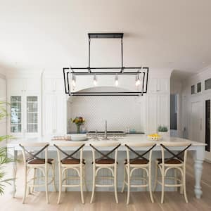 Industrial 8-Light Vintage Black and Nickel Modern Industrial Cage Chandelier Light Fixture for Dining Room or Kitchen