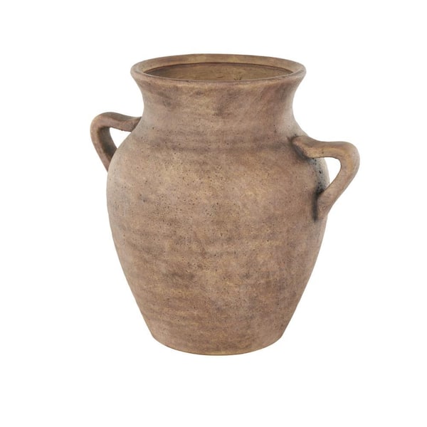 Litton Lane Copper Antique Style Textured Ceramic Decorative Vase with Handles