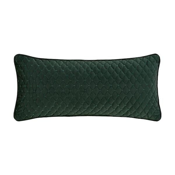 Unbranded Monica Evergreen Polyester Quilted Boudoir Decorative Throw Pillow 15 x 20 in.