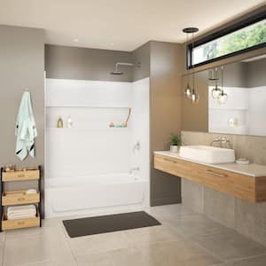 Aloha NexTile 30 in. x 60 in. x 74.5 in. Standard Fit Alcove Bath and Shower Kit with Left-Hand Drain in White
