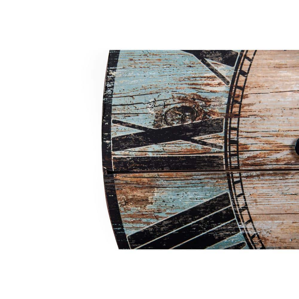 Oversized Turquoise Distressed Wood Oval Wall Clock