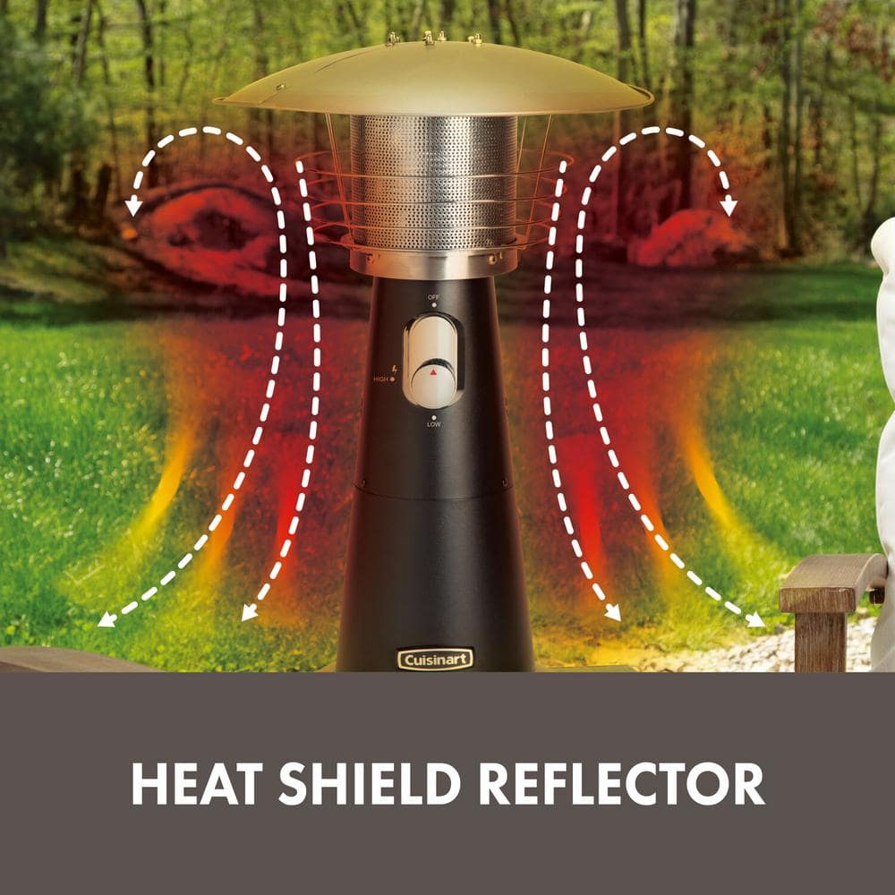 Black Stainless Steel Portable Tabletop Patio Heater, 11,000 BTU
