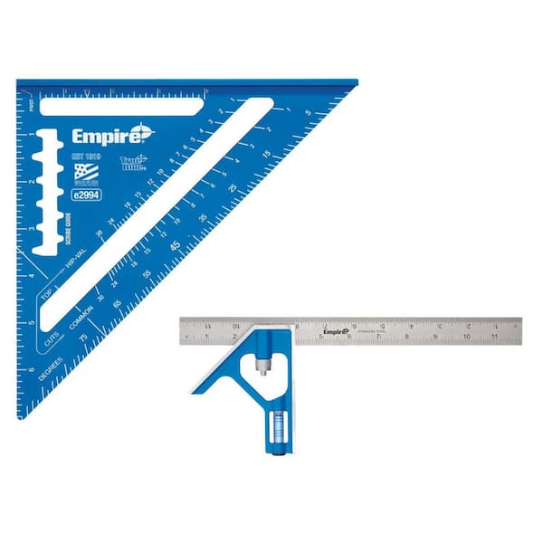 7 in. Laser Etched Aluminum Rafter Square with 12 in. Combination Square (2-Piece)