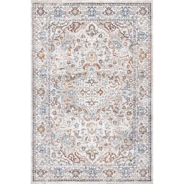 nuLOOM Cady Machine Washable Transitional Beige 4 ft. x 6 ft. Area Rug