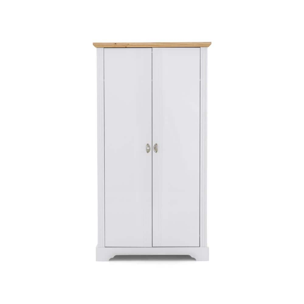 Alaska in a White Solid Wood Width 40 in. 2 Door Wardrobe with a Pine Wood Top -  Herval, 50147596