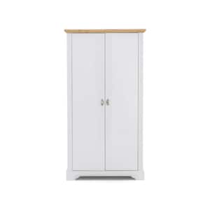 Alaska in a White Solid Wood Width 40 in. 2 Door Wardrobe with a Pine Wood Top