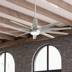 Overton 72 in. Outdoor Matte Nickel Ceiling Fan with Light Kit and Wall Switch