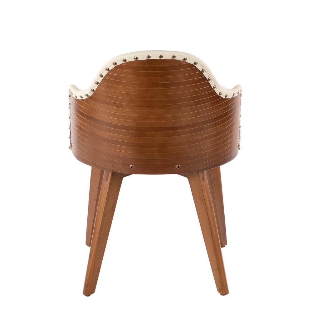 Ahoy Contemporary Cream Faux Leather Side Chair with Walnut Legs