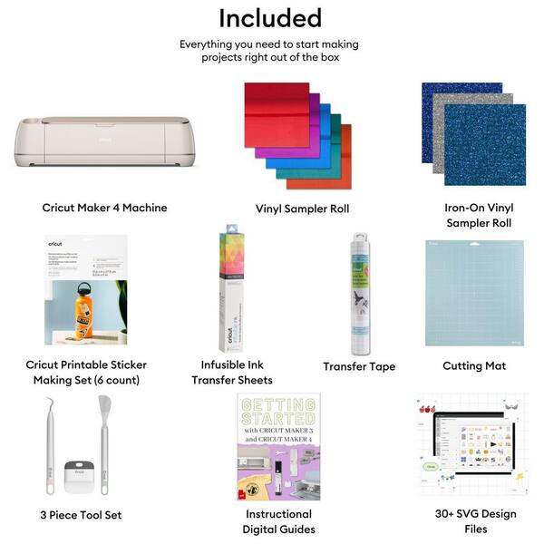 Cricut Maker 4-Smart Cutting Machine Bundle with Printable Sticker