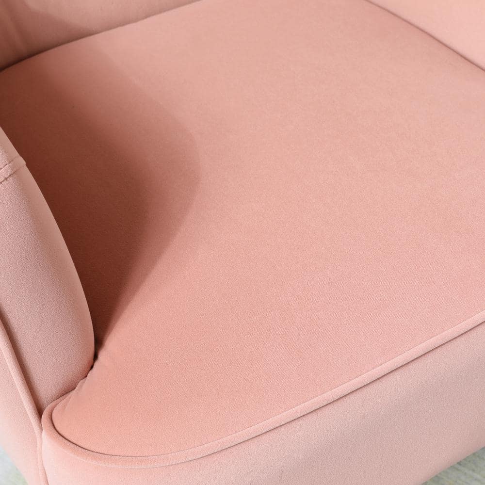 Pink Velvet Swivel Accent Chair with Metal Frame