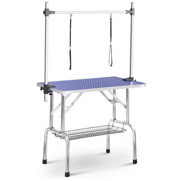 Tidoin 24 in. D x 46 in. W x 30 in. H Blue Big Size Heavy-Duty Rectangle Pet Groming Table with 30 in. Dog Leash