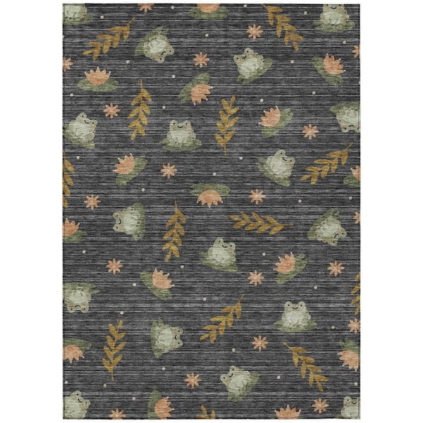 Chantille Machine Washable Indoor/Outdoor Abstract ACN2795 Black 5 ft. x 7 ft. 6 in. Area Rug