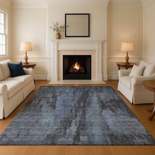 Mayfield Premium Machine Washable Abstract AMF1648 Blue 8 ft. x 10 ft. Area Rug
