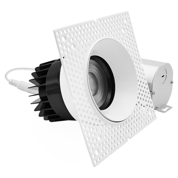 4 in. Integrated LED Trimless Recessed Spotlight, Push-N-Lock, 5CCT, 2100LM, Dimmable, 25W, Zoomable 24º-50º Beam ETL